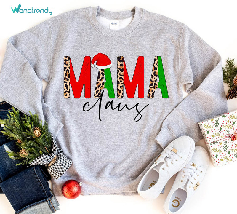 Leopard Print Mama Claus Sweatshirt For Xmas