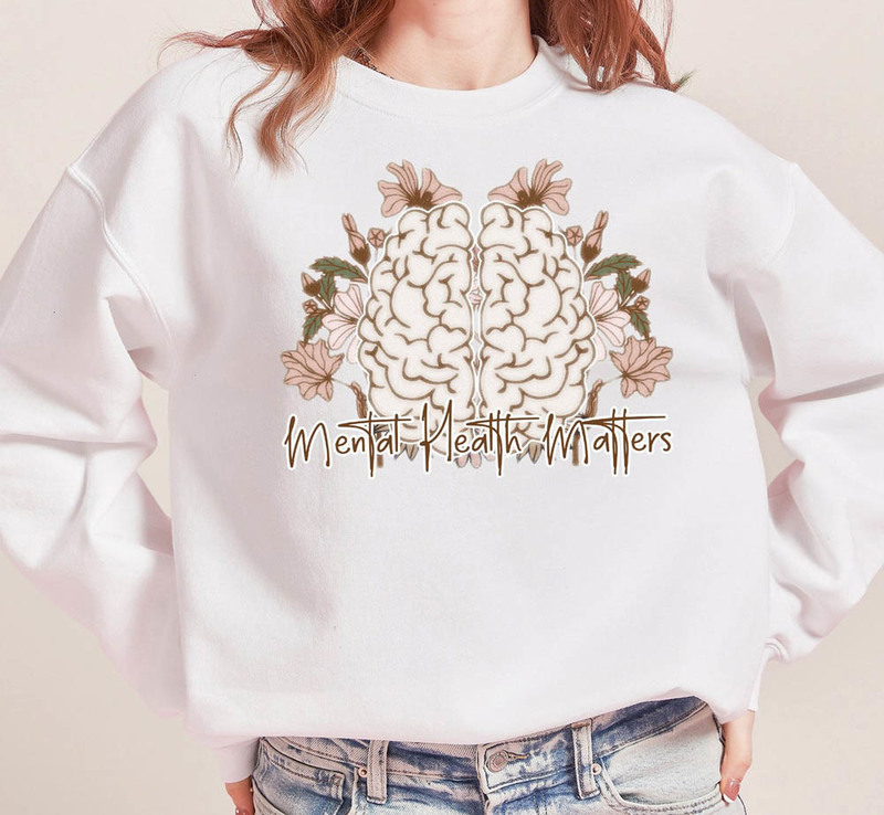 Mental Health Matters Floral Brain Retro Sweatshirt