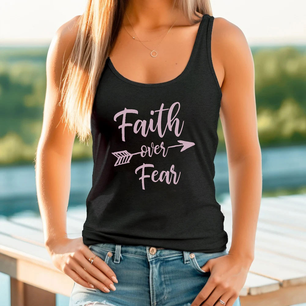 Inspirational Faith Over Fear Tank Top Gift For Mom