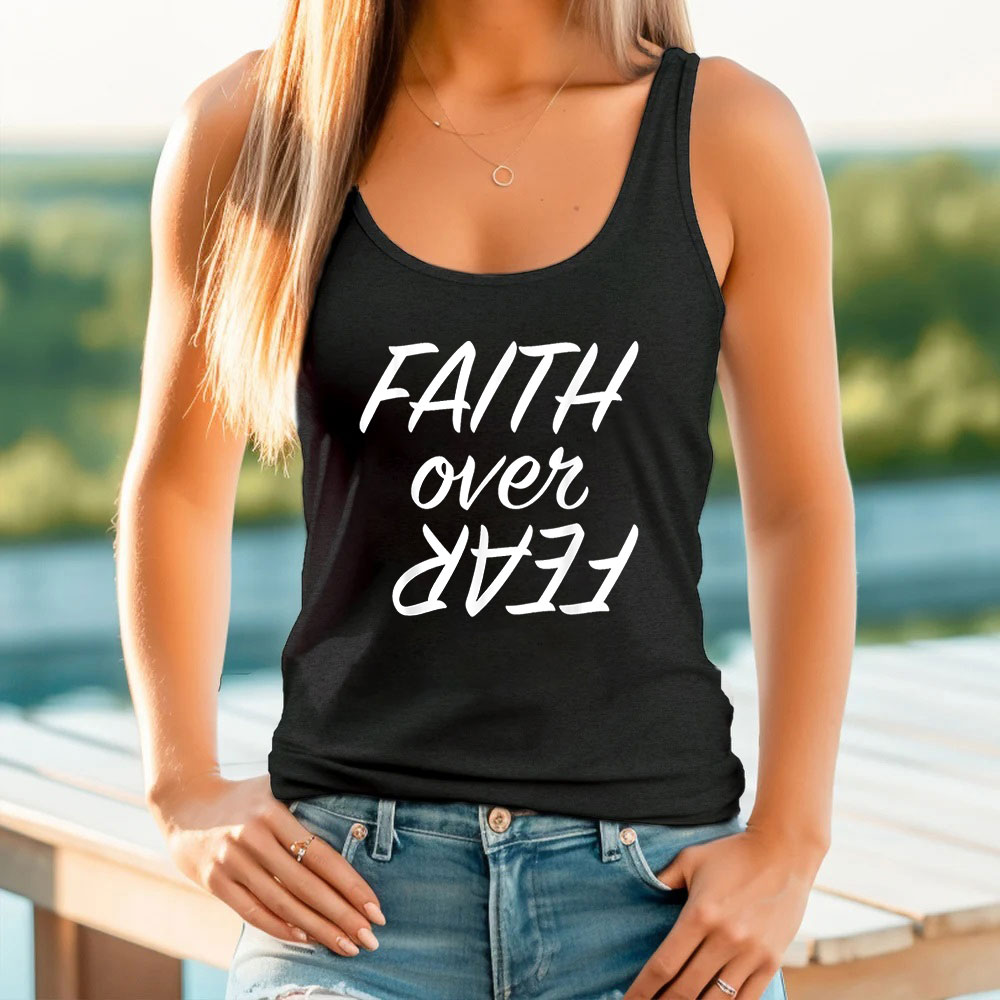 Esus Apparel Christian Faith Over Fear Tank Top Aesthetic Clothes