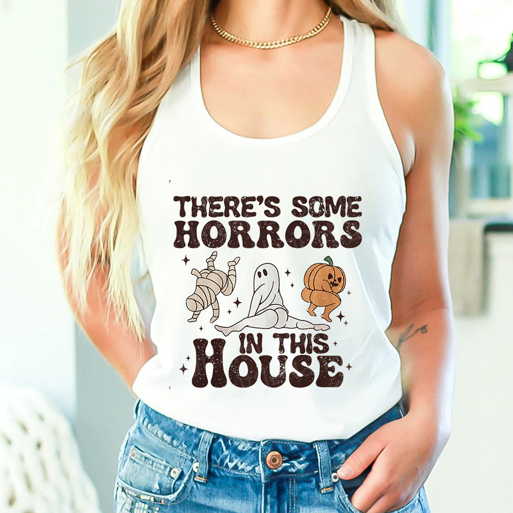 Retro Halloween Ghost There's Some Horrors In This House Tank Top