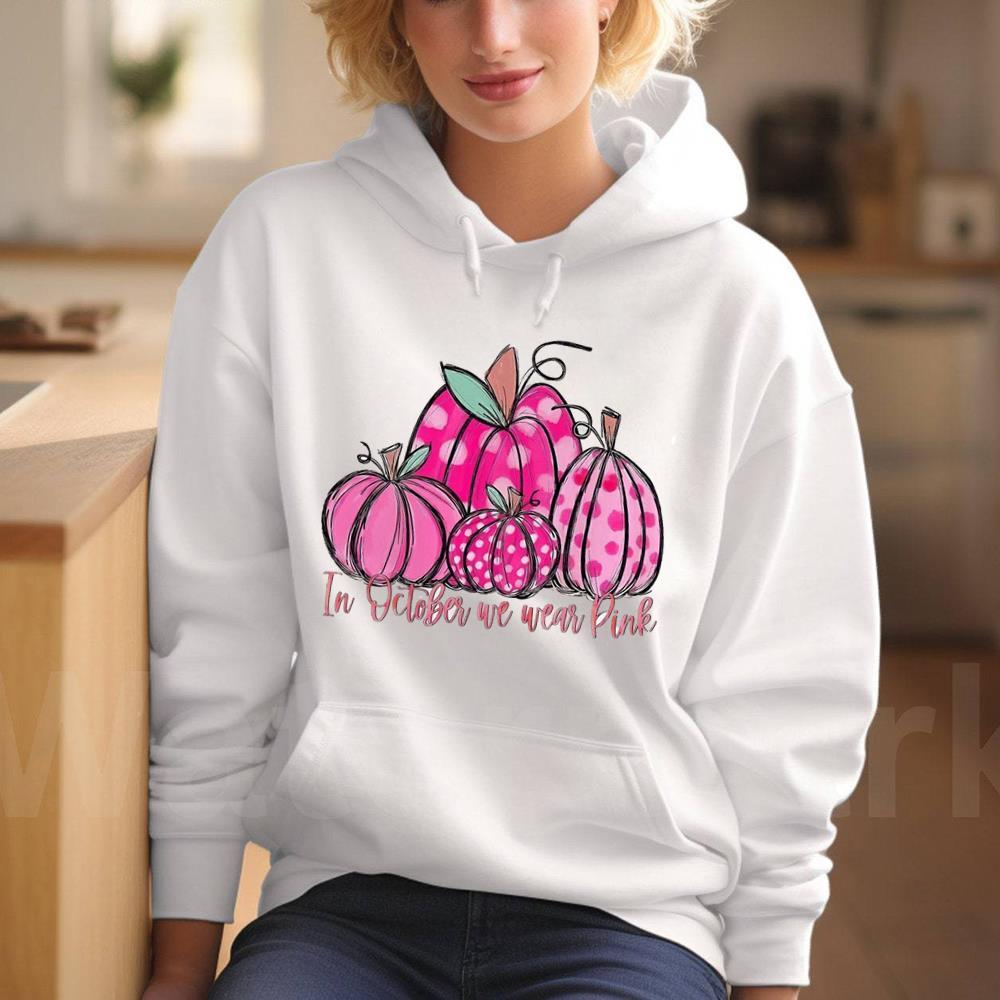 Unique In October We Wear Pink Shirt Gift For Her, Unisex T Shirt White T-Shirt