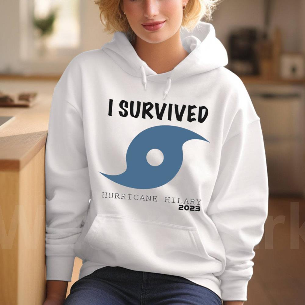 I Survived Hurricane Hilary Shirt For Girl, White T-Shirt Vintage Short Sleeve