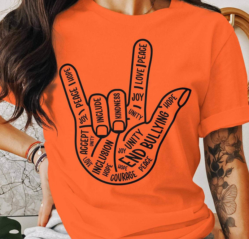 Unity Day Shirt, Hand Sign Love End Bullying T-Shirt Long Sleeve
