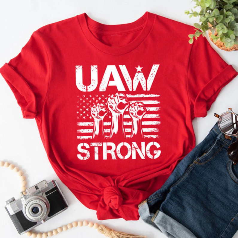 Uaw Strike United Auto Workers Shirt, Uaw Strong All Day Long Short Sleeve Sweatshirt