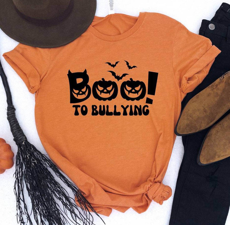 Boo To Bullying Cute Shirt, Bullying Prevention Month Long Sleeve Unisex Hoodie