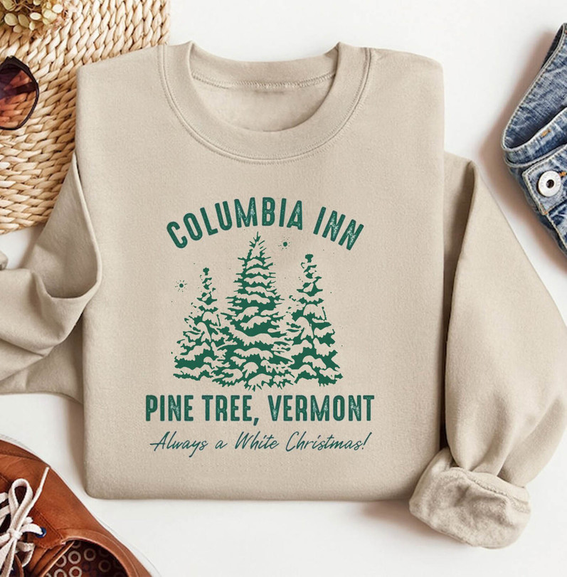 Columbia Inn Pine Tree Vermont Trendy Shirt, Americas Snow Tee Tops Unisex Hoodie