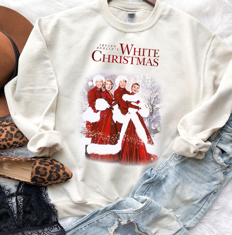 Vintage White Christmas Shirt, Musical Movie Hoodie Short Sleeve
