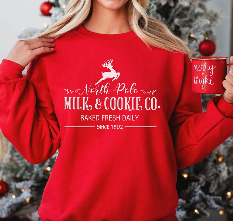 North Pole Cookie Co Shirt, Christmas Vintage Tee Tops Short Sleeve