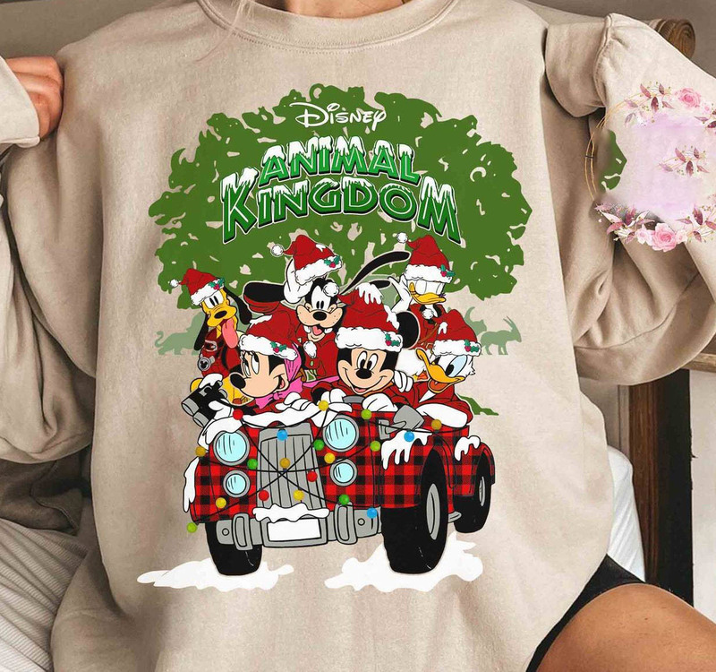 Disney Animal Kingdom Santa Mickey And Friends Shirt, Safari Christmas Crewneck Unisex T Shirt