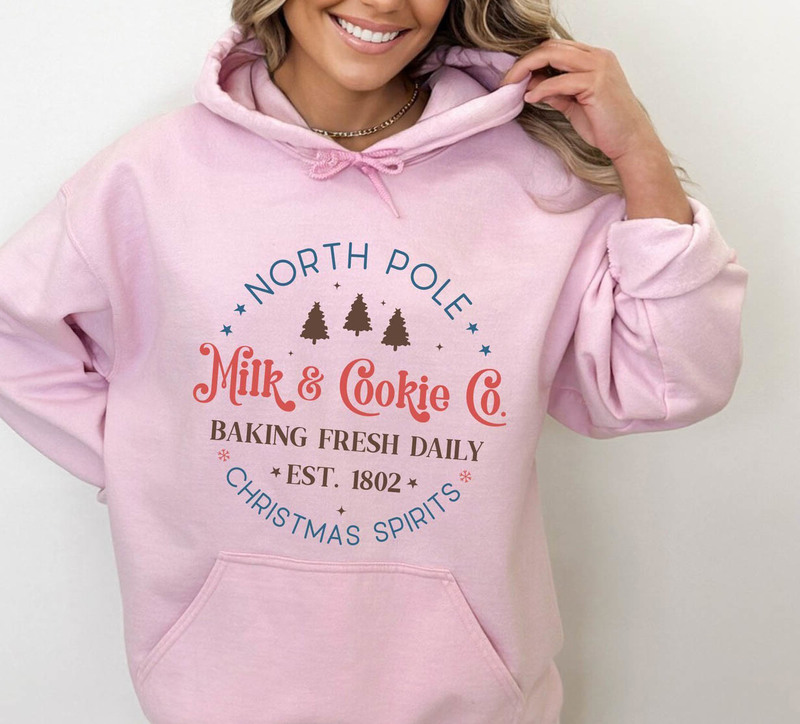 North Pole Milk And Cookie Co Shirt, Christmas Cookie Short Sleeve Unisex T Shirt