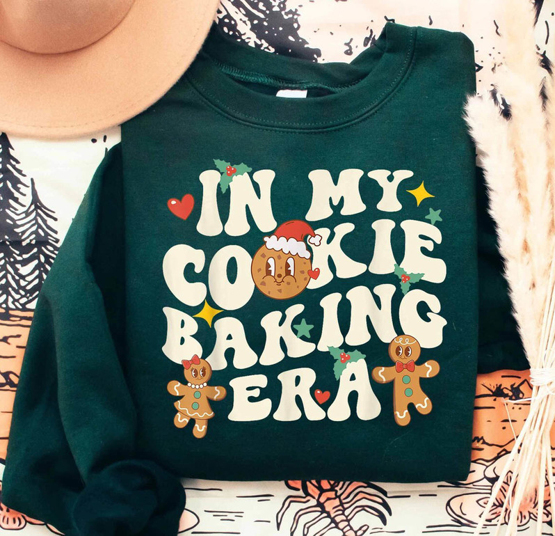 In My Cookie Baking Era Shirt, Christmas Baking Crew Short Sleeve Sweatshirt
