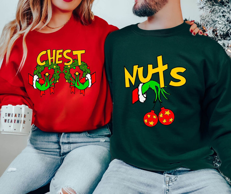 Chest Nuts Couples Matching Shirt, Funny Saying Long Sleeve Unisex Hoodie
