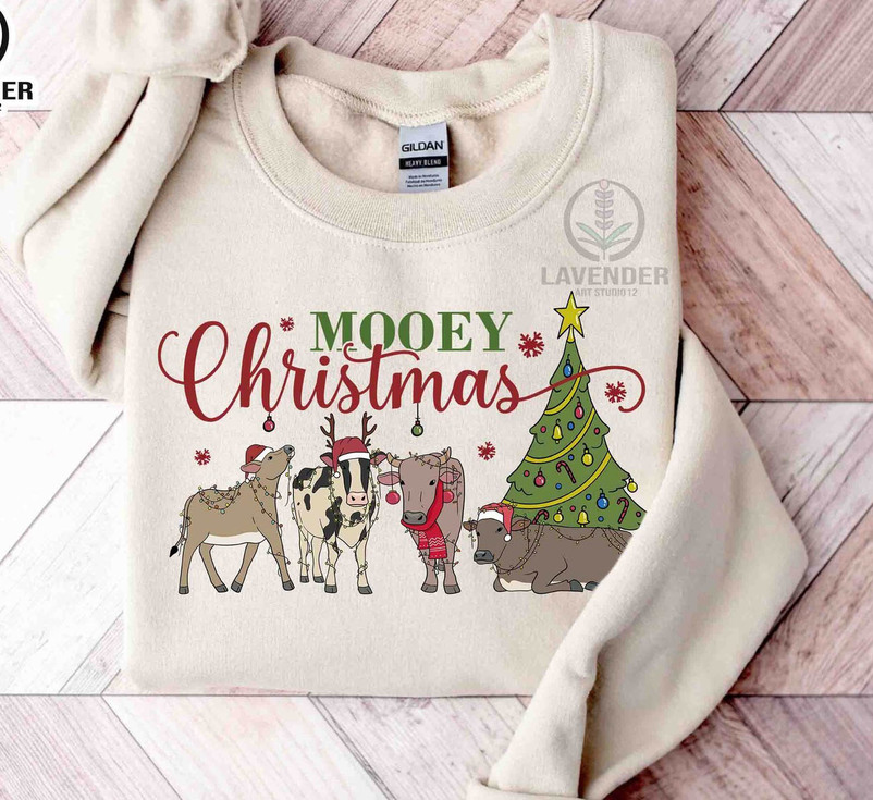Mooey Christmas Shirt, Western Mooey Unisex Hoodie Short Sleeve