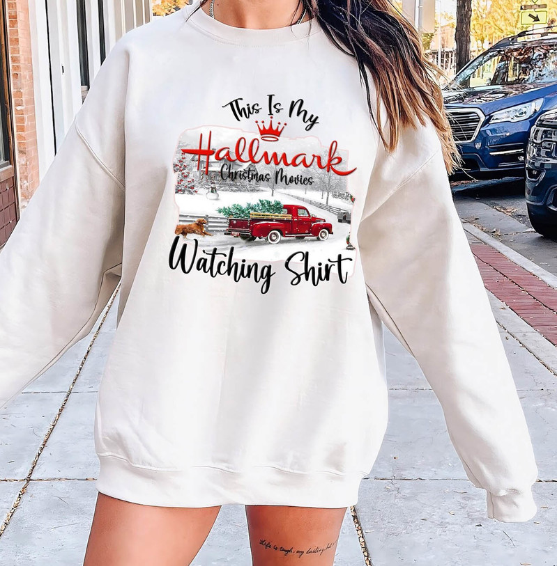 This Is My Christmas Movie Watching Shirt, Christmas Funny Crewneck Short Sleeve