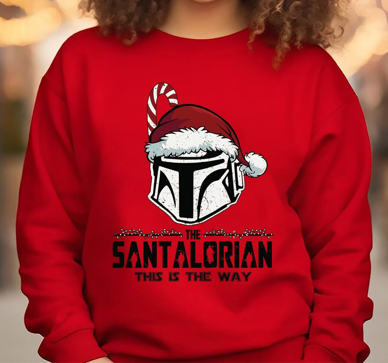 Santalorian Star Wars Shirt, Mandalorian Christmas Hoodie Crewneck