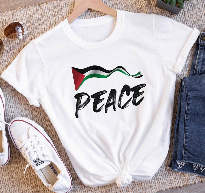 Peace Palestine Shirt, Free Palestine Unisex Hoodie Short Sleeve