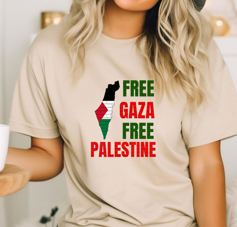 Free Gaza Free Palestine Charity Shirt , Palestine Map Crewneck Unisex Hoodie