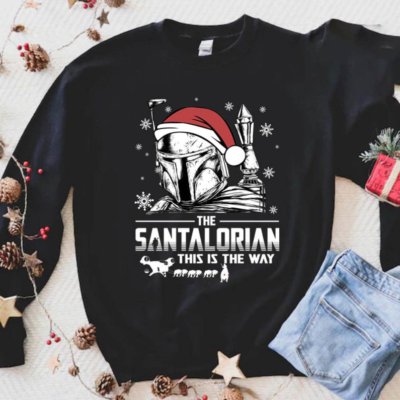 The Santalorian Disney Star Wars Shirt, Mandalorian Galaxy Crewneck Short Sleeve