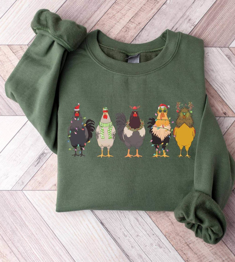Chicken Christmas Shirt, Funny Chicken Lover Tee Tops Unisex T Shirt