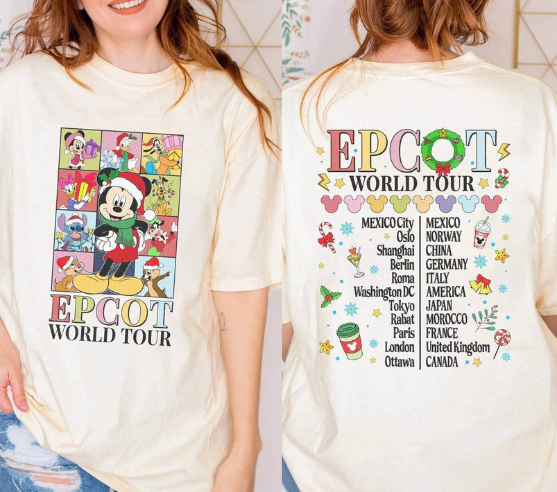 Mickey Epcot World Tour Christmas Shirt, Disneyland Crewneck Unisex Hoodie