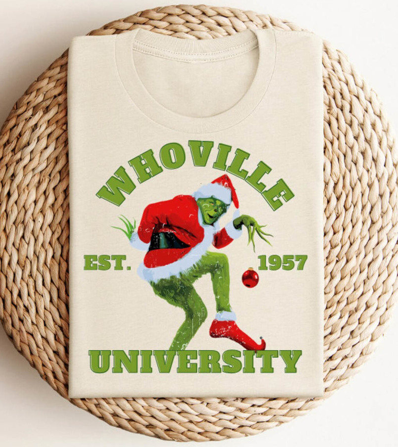 Whoville University Shirt, Christmas Mood Unisex Hoodie Long Sleeve