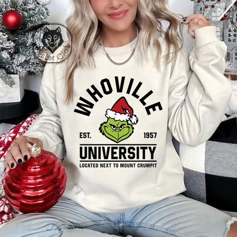 Whoville University Shirt, Christmas Grinchmas Sweater Unisex Hoodie