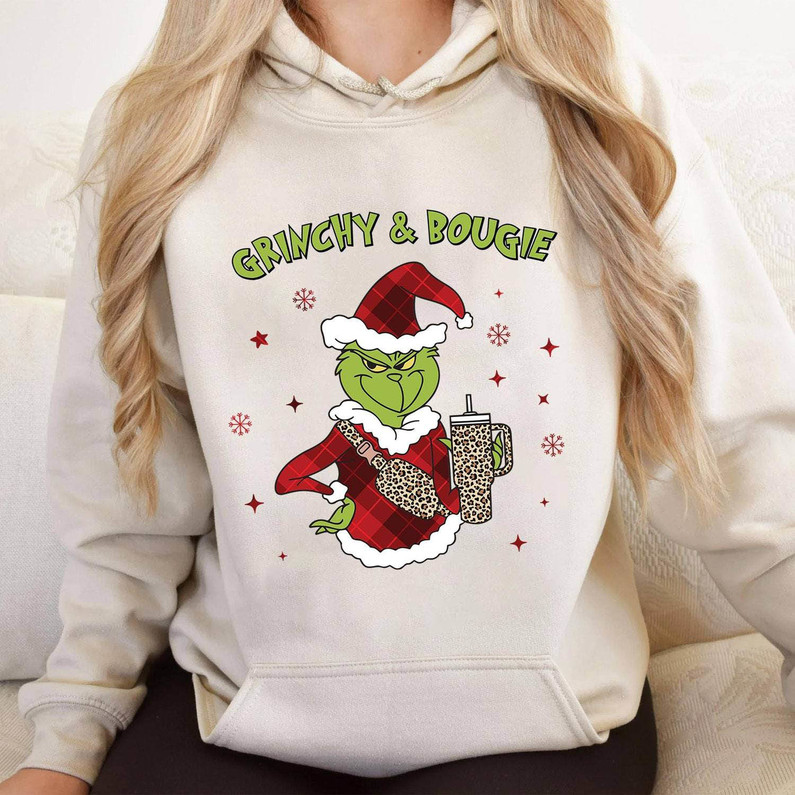 Grinch Bougie Shirt, Christmas Stanley Tumbler Crewneck Unisex Hoodie