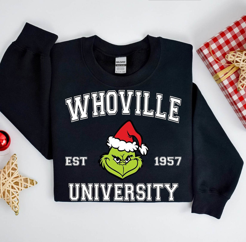 Whoville University Shirt, Christmas Movie Long Sleeve Unisex Hoodie