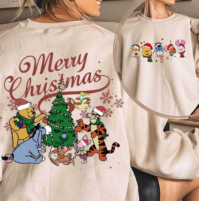 Winnie The Pooh Christmas Disney Shirt, Christmas Holiday Long Sleeve Tee Tops