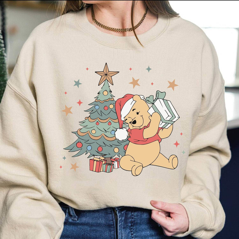 Winnie The Pooh Christmas Shirt, Cute Christmas Unisex T Shirt Hoodie For Men Women