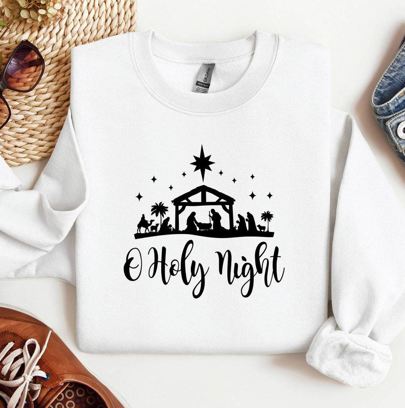 Oh Holy Night Shirt, Christmas Nativity Short Sleeve T-Shirt