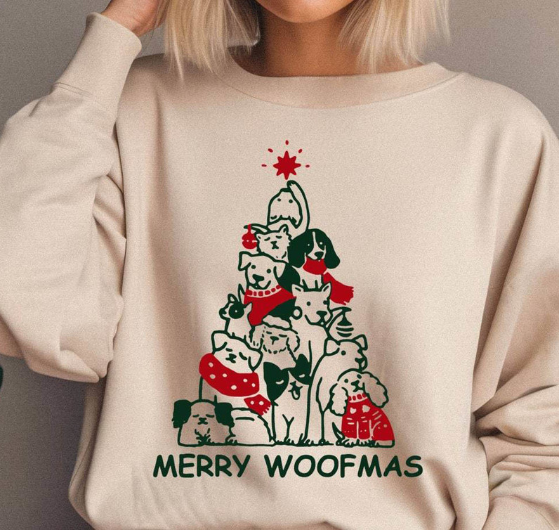 Funny Merry Woofmas Shirt, Merry Christmas Tree Unisex T Shirt Tee Tops