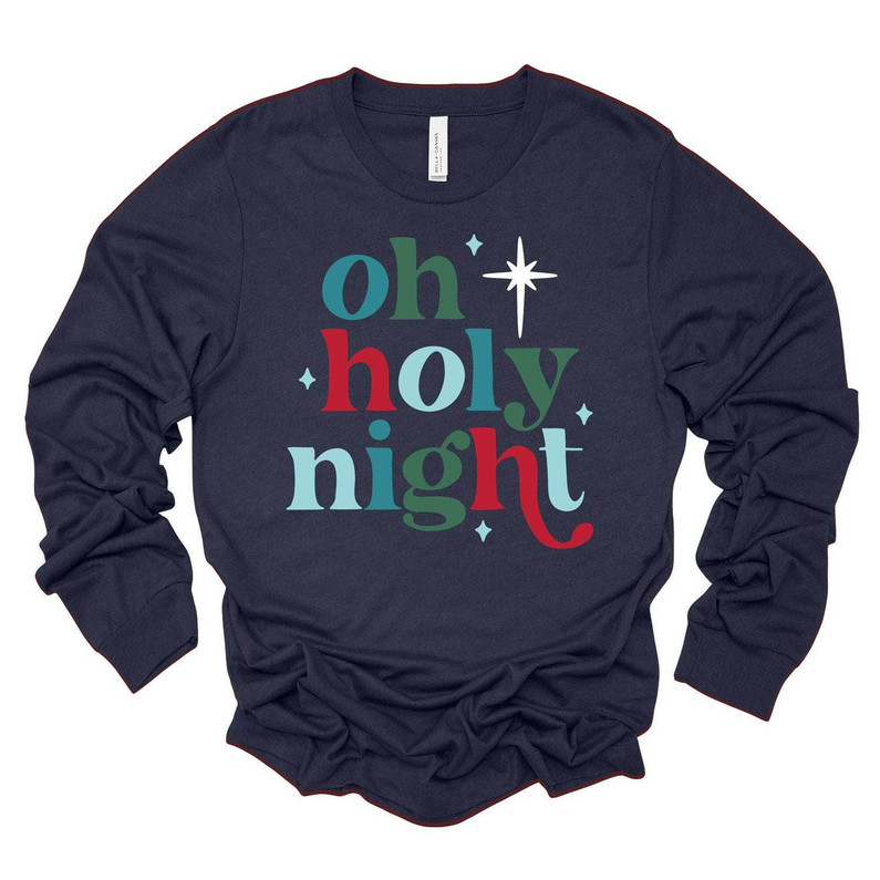 Oh Holy Night Christian Shirt, Christmas Vintage Unisex Hoodie Crewneck
