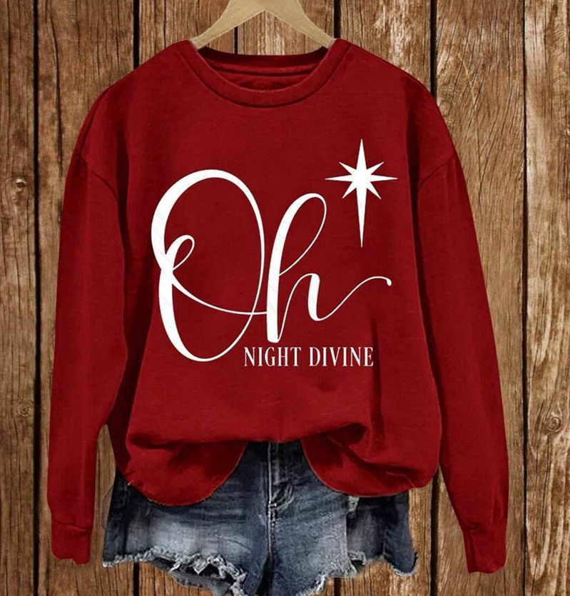 Oh Holy Night Shirt, Christmas Song Long Sleeve Unisex Hoodie