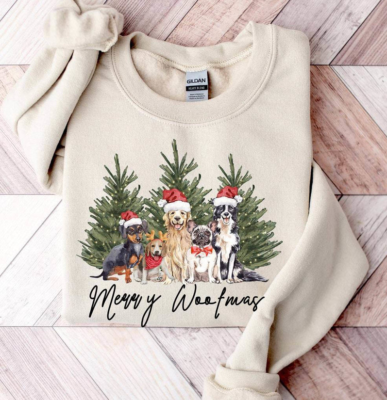 Merry Woofmas Shirt, Christmas Dog Long Sleeve Unisex Hoodie
