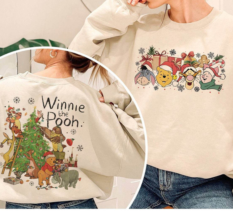 Winnie The Pooh Christmas Shirt, Christmas Tree Unisex Hoodie Crewneck