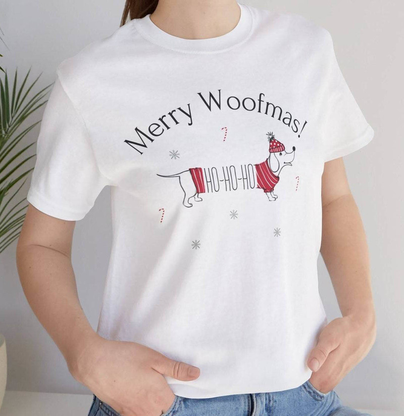 Merry Woofmas Shirt, Christmas Sweatshirt Short Sleeve For Dog Lovers
