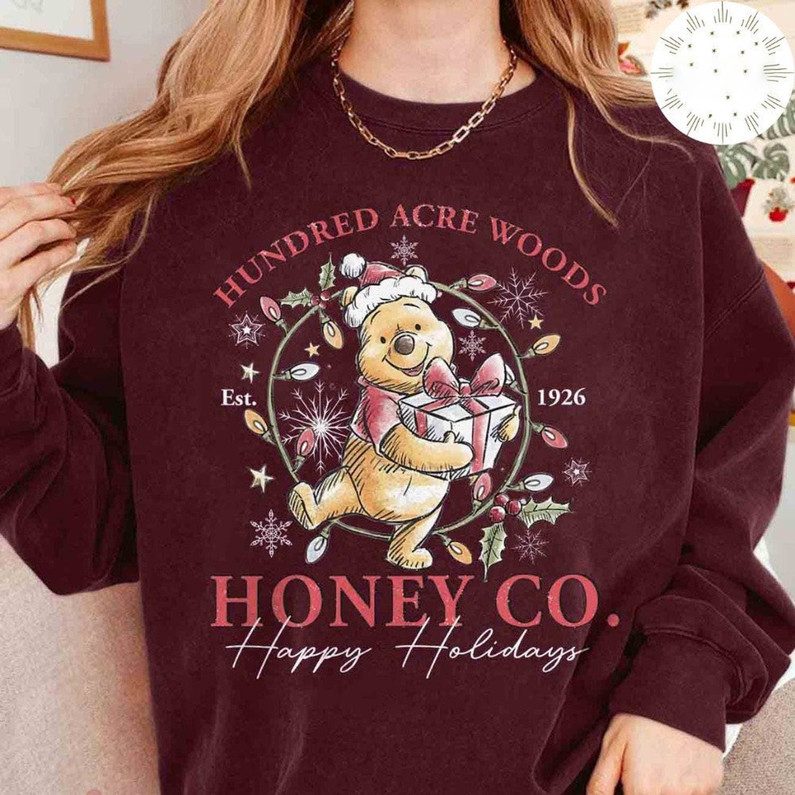 Winnie The Pooh Christmas Shirt, Christmas Hundred Acre Woods Est 1926 Unisex T Shirt Unisex Hoodie