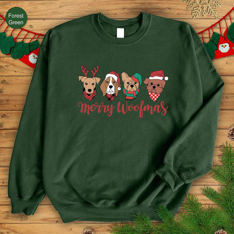 Merry Woofmas Cute Shirt, Merry Christmas Animal Crewneck Unisex Hoodie