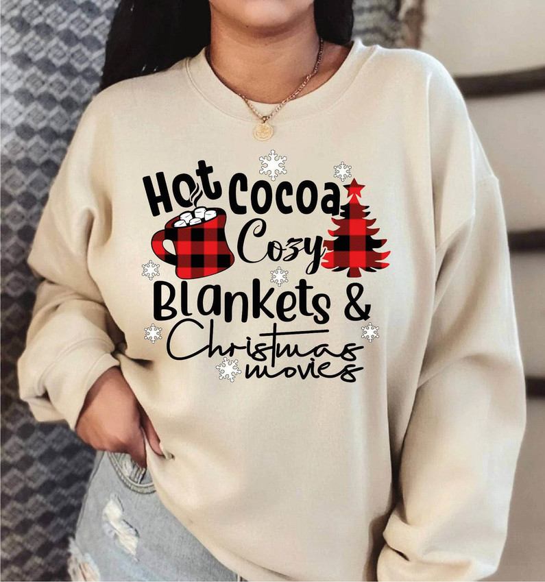 Hot Cocoa And Christmas Movies Shirt, Funny Christmas Coffee Unisex T Shirt Short Sleeve