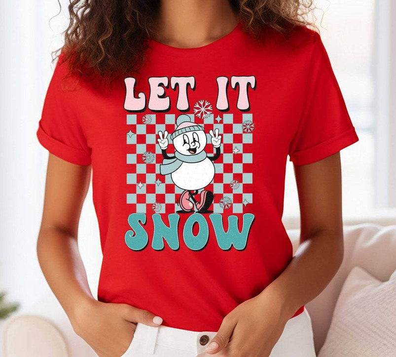 Vintage Let It Snow Shirt, Christmas Winter Long Sleeve Unisex Hoodie