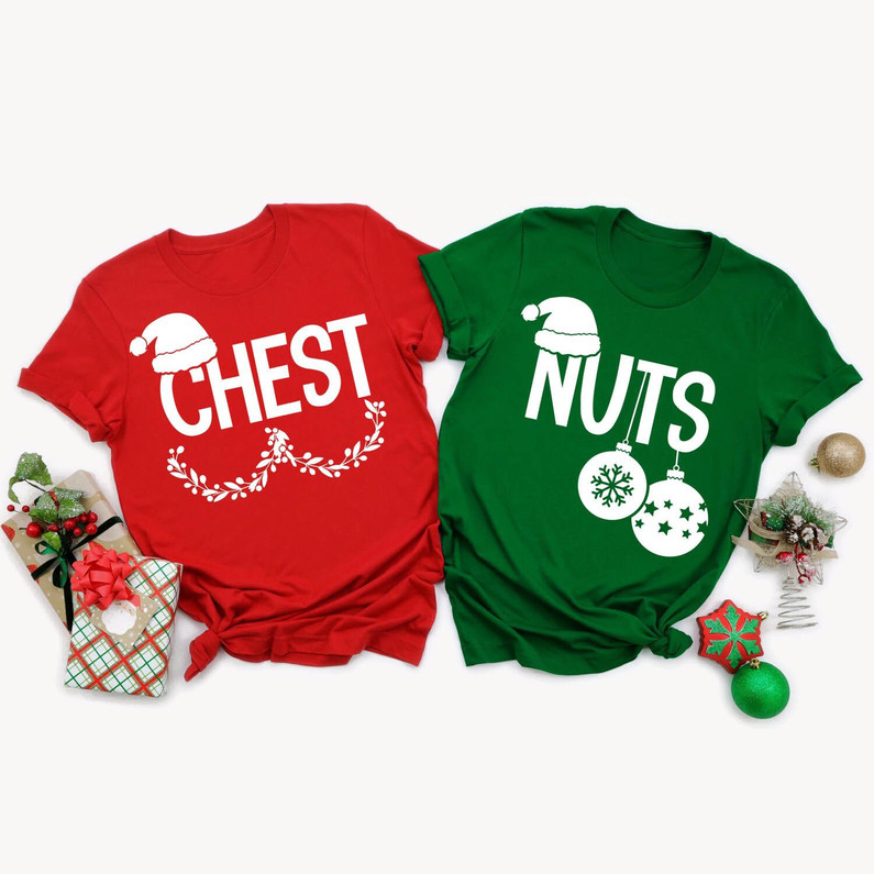 Chest And Nuts Shirts, Funny Christmas Matching Crewneck Unisex Hoodie
