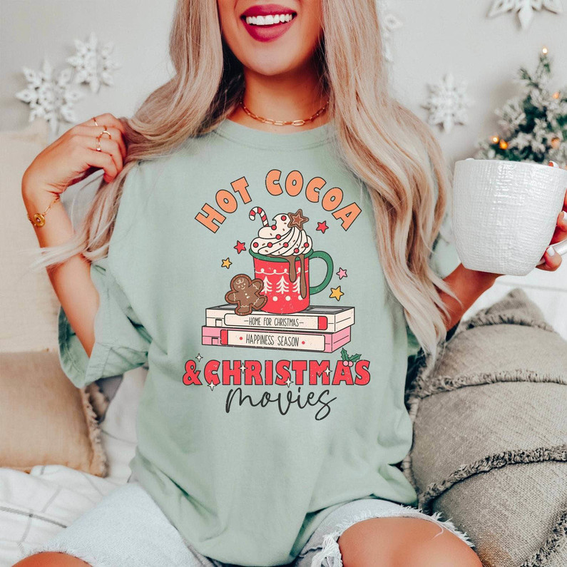 Hot Cocoa And Christmas Movies Shirt, Winter Holiday Unisex Hoodie Crewneck