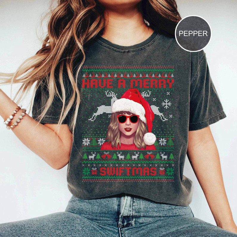 Merry Swiftmas Shirt, The Era Tour Christmas Crewneck Sweatshirt Hoodie