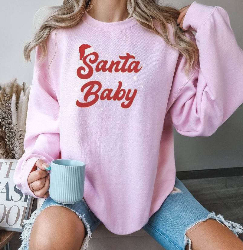 Santa Baby Shirt, Christmas Santa Cute Short Sleeve Crewneck Sweatshirt