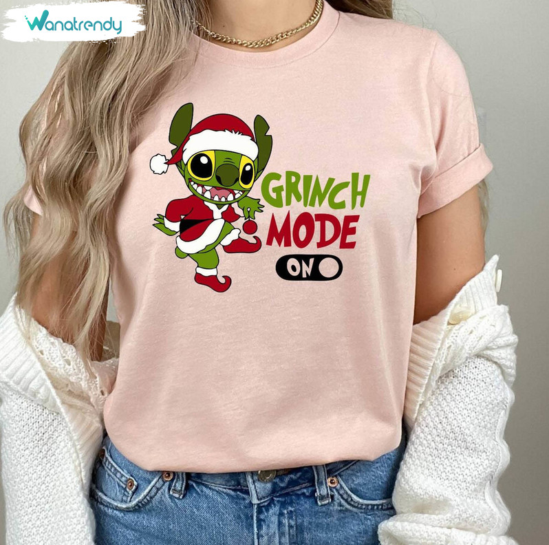 Stitch Grinch Mode On Funny Shirt, Christmas Party Unisex Hoodie Tee Tops