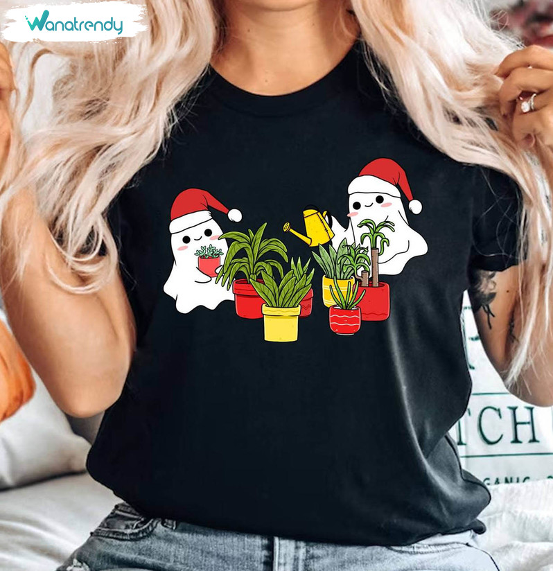 Christmas Ghost Plant Cute Shirt, Plant Lover Long Sleeve Sweater