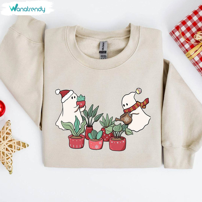 Christmas Ghost Plant Funny Shirt, Christmas Ghost Sweater Long Sleeve
