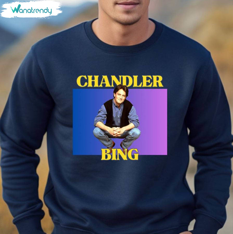 Chandler Bing Matthew Perry Shirt, Matthew Perry Friends Short Sleeve Crewneck Sweatshirt